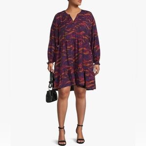 Terra & Sky Women's Plus Size Long Sleeve Pleated Tiered Dress Size 3X